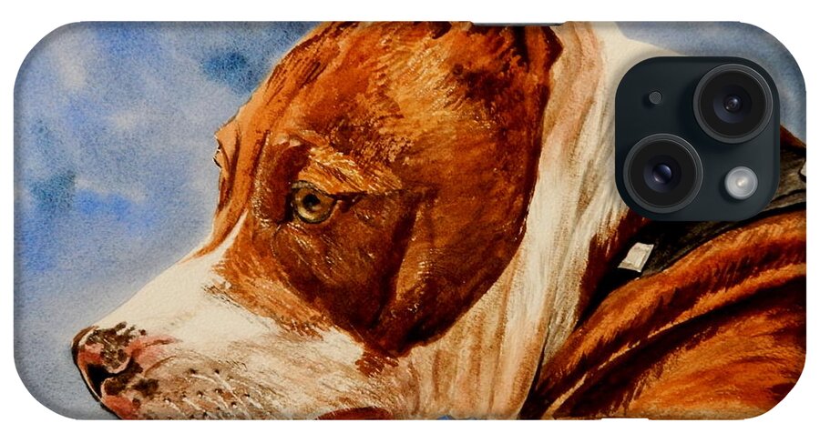 Pitbull Mutt iPhone Case featuring the painting Pitbull Sweetness by Betty-Anne McDonald