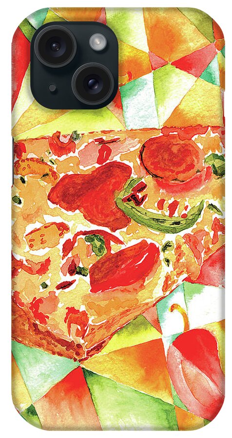 Watercolor iPhone Case featuring the painting Pizza Pizza by Paula Ayers