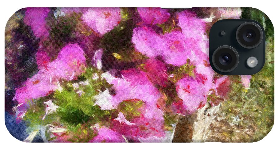Pink Petunias iPhone Case featuring the digital art Planter of Petunias by Donald S Hall