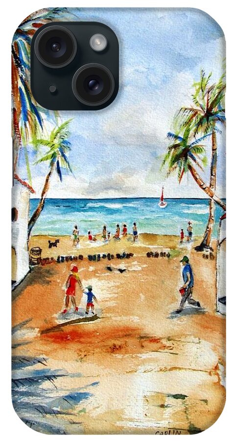 Playa Del Carmen iPhone Case featuring the painting Playa del Carmen by Carlin Blahnik CarlinArtWatercolor