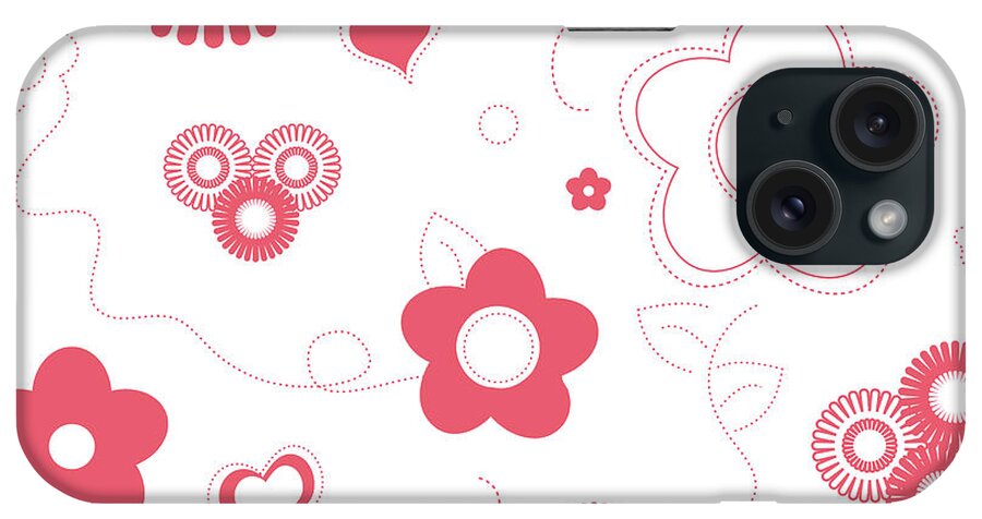Abstract iPhone Case featuring the digital art Playful Flower Background by Serena King