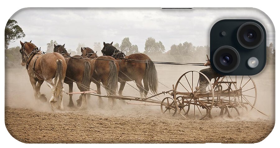 Horse iPhone Case featuring the photograph Ploughing the Field by Linda Lees