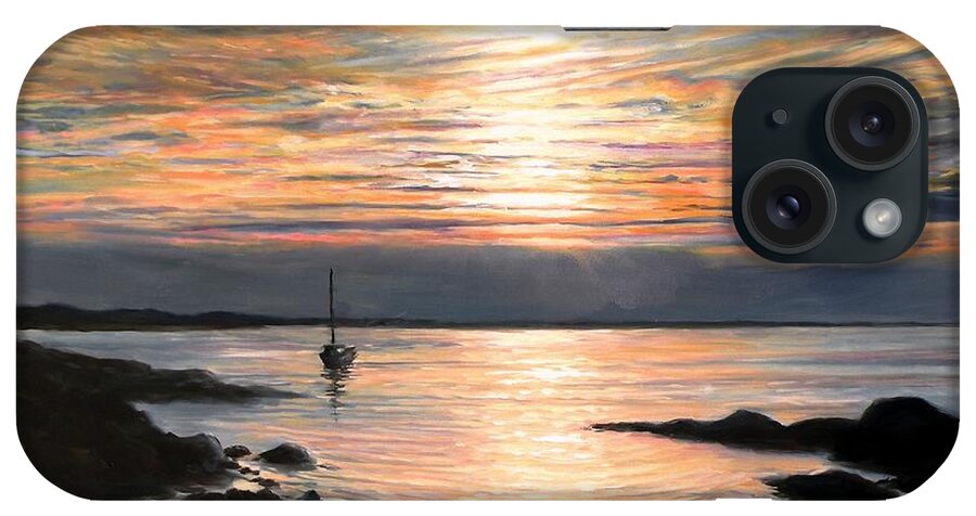 Plum Cove iPhone Case featuring the painting Plum Cove Sunset by Eileen Patten Oliver