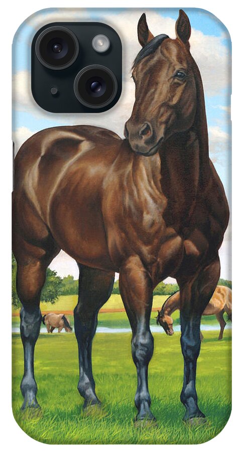 Quarterhorse Painting iPhone Case featuring the painting Poco Bueno by Howard Dubois