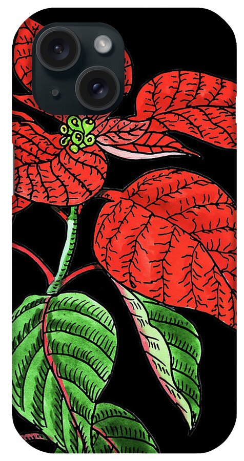 Poinsettia iPhone Case featuring the painting Poinsettia Plant Watercolour by Irina Sztukowski