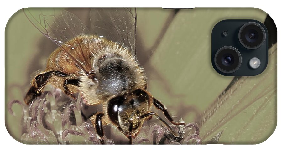 Yellow Sunflower iPhone Case featuring the photograph Pollinating Bee by David Yocum