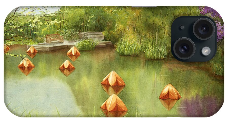 Pond iPhone Case featuring the painting Pond at Olbrich Botanical Garden by Johanna Axelrod