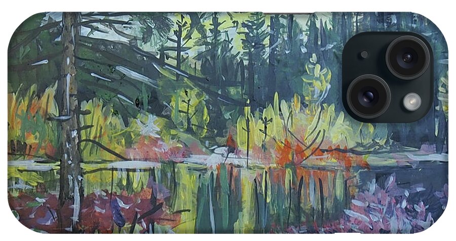 Acrylic iPhone Case featuring the painting Pond Reflections by Joseph Mora