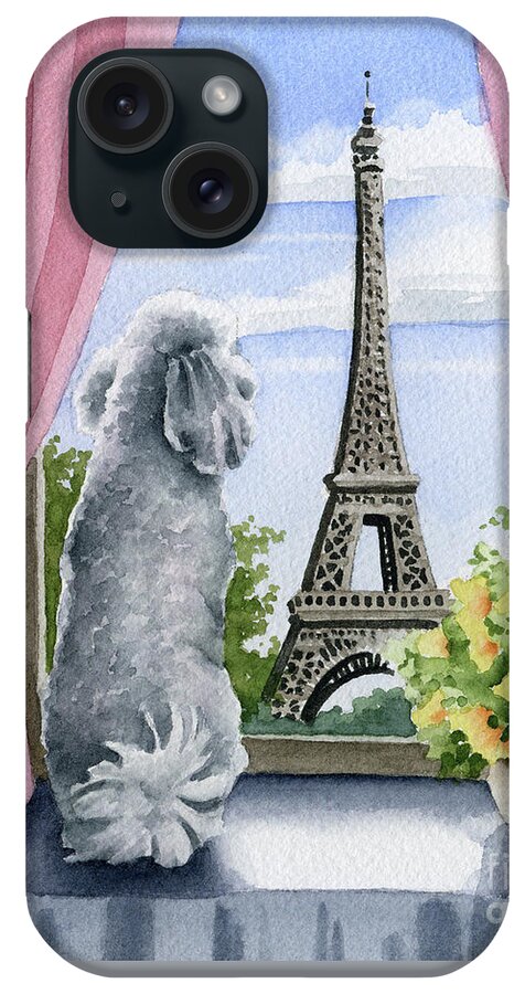 Poodle iPhone Case featuring the painting Poodle in Paris by David Rogers