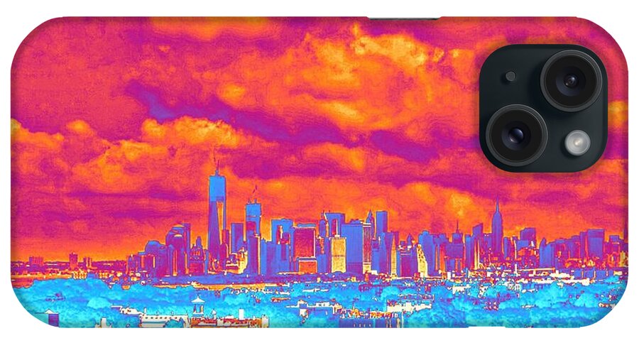 Nyc Skyline iPhone Case featuring the photograph Pop Art Manhattan by Stacie Siemsen