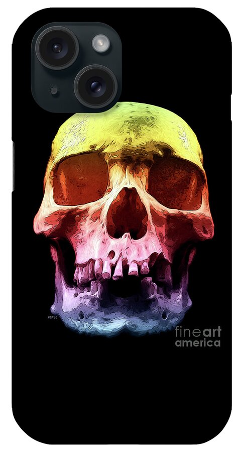 Pop Art iPhone Case featuring the digital art Pop Art Skull Face by Phil Perkins