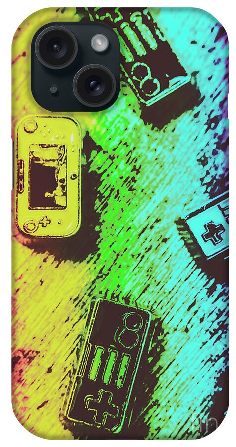 Retro iPhone Case featuring the photograph Pop art video games by Jorgo Photography