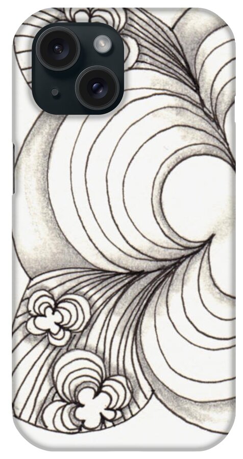 Zentangle iPhone Case featuring the drawing Popcloud Blossom by Jan Steinle