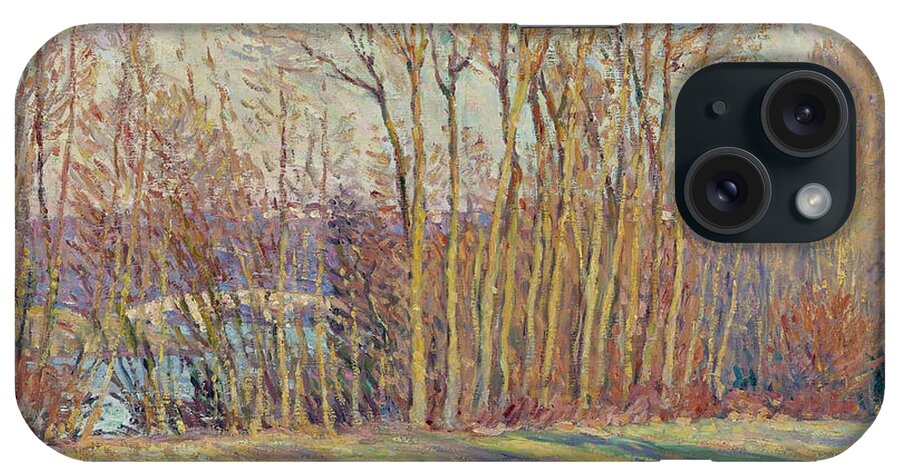 Henri Lebasque iPhone Case featuring the painting Poplars in Autumn near Chalifert by MotionAge Designs