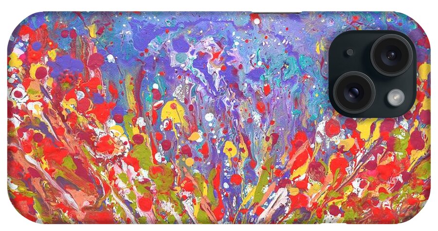 Poppies iPhone Case featuring the painting Poppies Abstract Meadow Painting by Manjiri Kanvinde