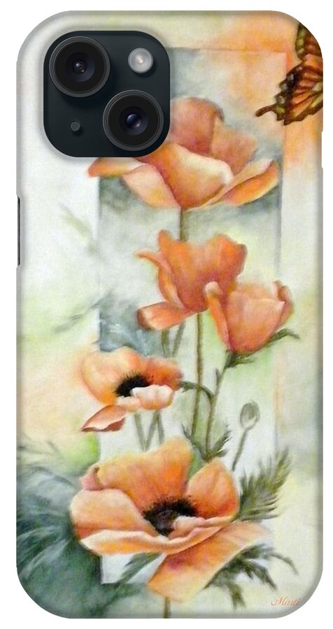 Orange Poppies iPhone Case featuring the painting Poppies and Butterfly by Marti Idlet