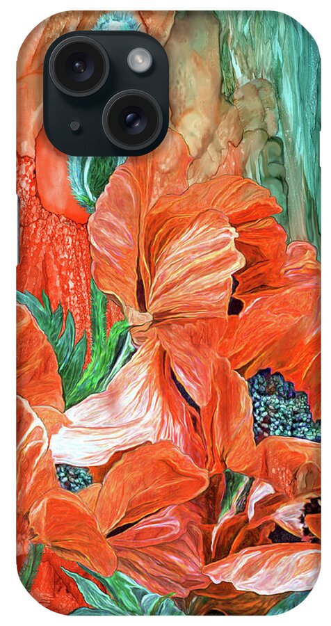 Carol Cavalaris iPhone Case featuring the mixed media Poppies - Love In Bloom by Carol Cavalaris