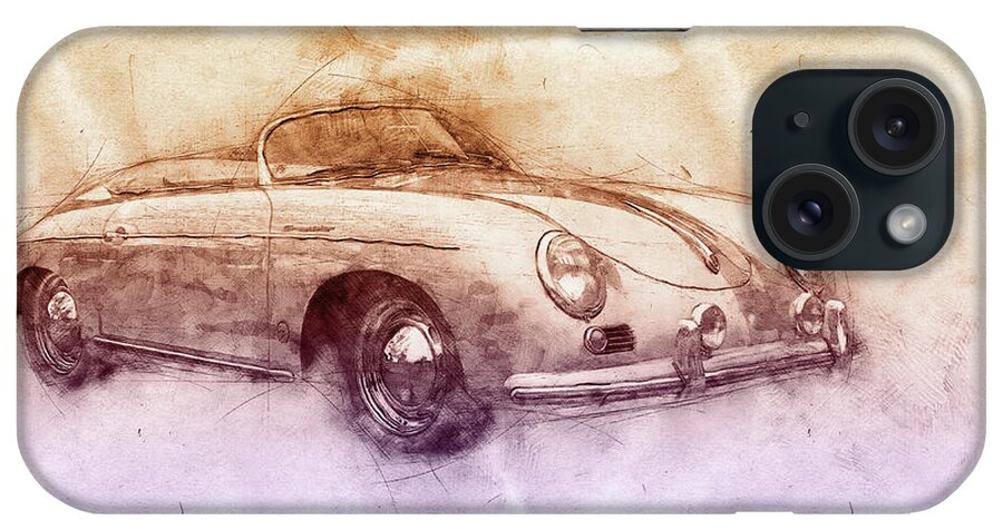 Porsche 356 iPhone Case featuring the mixed media Porsche 356 - Luxury Sports Car 2 - 1948 - Automotive Art - Car Posters by Studio Grafiikka