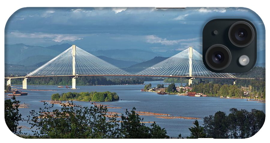 Alex Lyubar iPhone Case featuring the photograph Port Mann Bridge across the Fraser River by Alex Lyubar