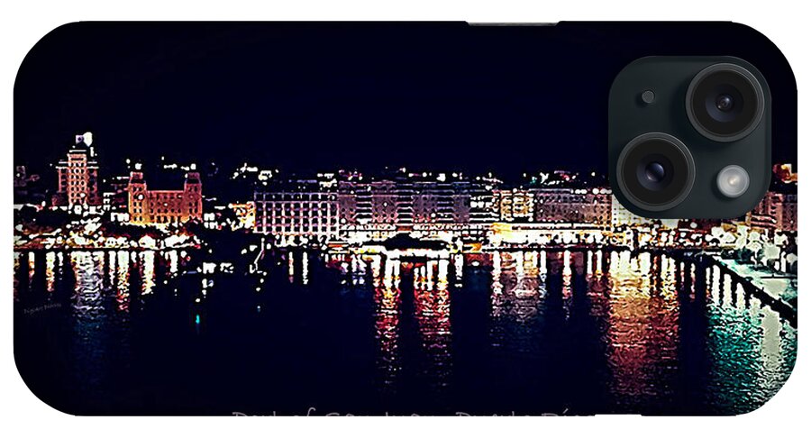 Port iPhone Case featuring the photograph Port of San Juan Night Lights by DigiArt Diaries by Vicky B Fuller