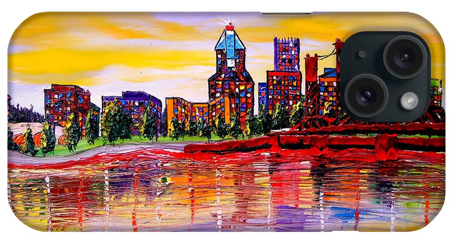  iPhone Case featuring the painting Portland City Lights 59 by James Dunbar