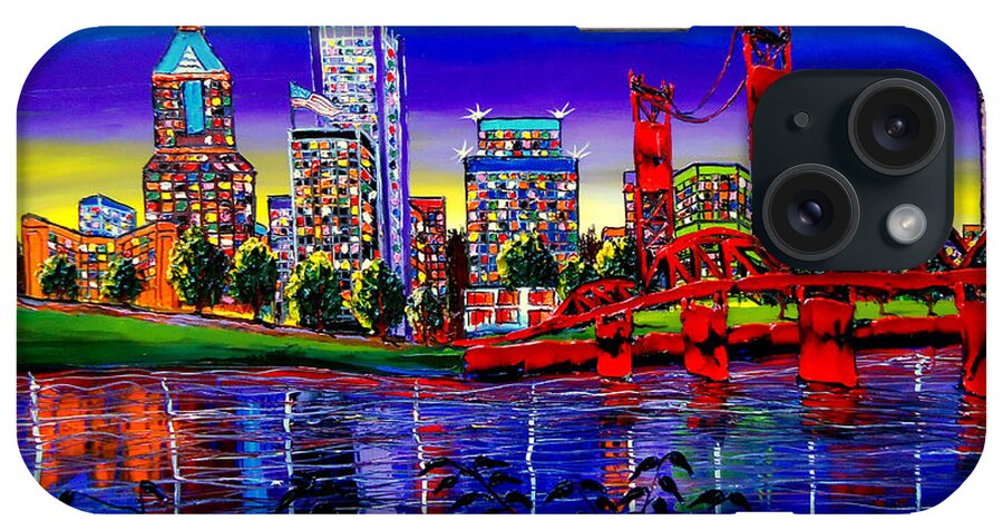  iPhone Case featuring the painting Portland City Lights 63 by James Dunbar