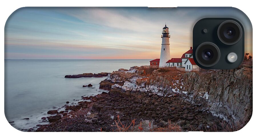 Portland Maine Lighthouse Cape Ocean Atlantic Casco Bay iPhone Case featuring the photograph Portland Headlight by David Hufstader