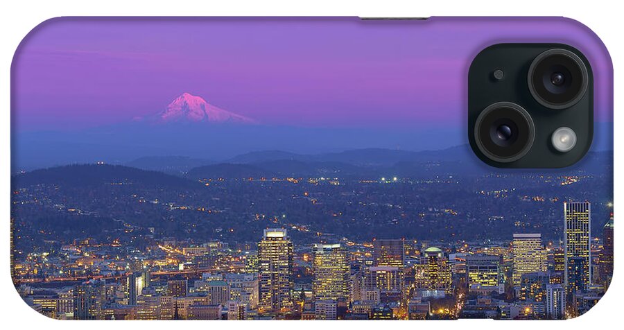 Portland iPhone Case featuring the photograph Portland Oregon Cityscape at Dusk by David Gn