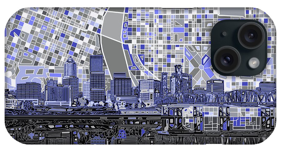 Portland iPhone Case featuring the digital art Portland Skyline Abstract Nb by Bekim M