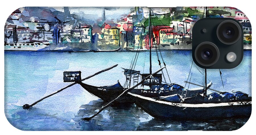 Porto Painting iPhone Case featuring the painting Porto Rabelo Boats by Dora Hathazi Mendes