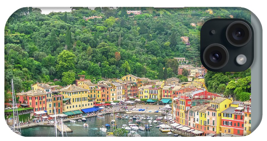 Portofino iPhone Case featuring the photograph Portofino harbor aerial view by Benny Marty