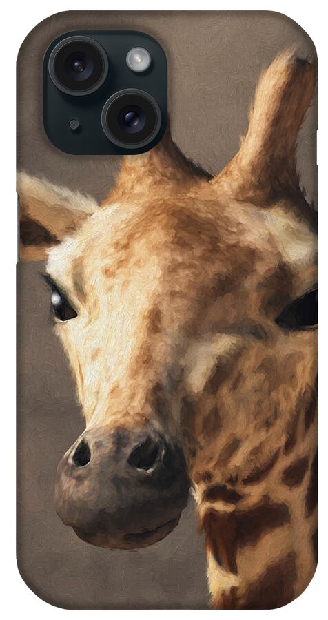 Giraffe Head iPhone Case featuring the digital art Portrait of a Giraffe by Daniel Eskridge