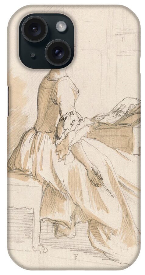 Paul Sandby iPhone Case featuring the drawing Portrait of a Lady at a Drawing Table by Paul Sandby