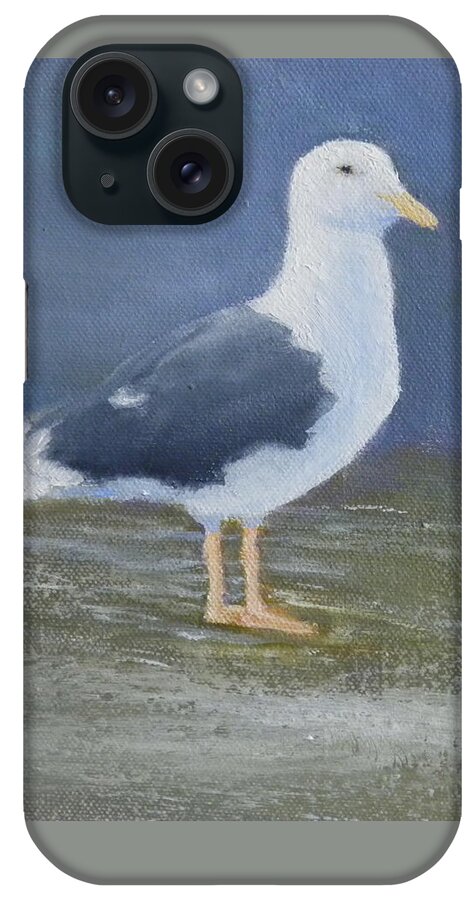 Bird Seagull Seascape Landscape Beach Water iPhone Case featuring the painting Portrait Of A Seagull by Scott W White