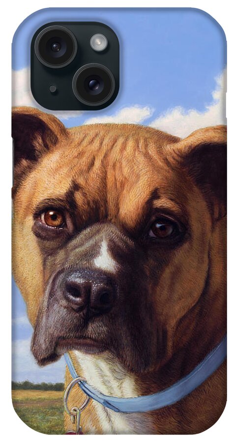 Boxer iPhone Case featuring the painting Portrait of a Sweet Boxer by James W Johnson