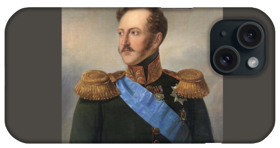 Julie Wilhelmine Hagen-schwarz (russian iPhone Case featuring the painting Portrait of Emperor Nikolai by MotionAge Designs