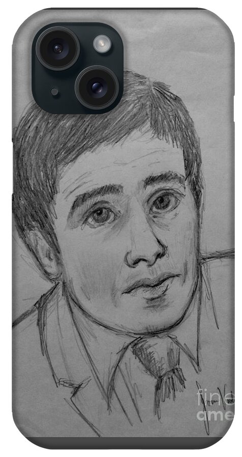 Pencil Portraits iPhone Case featuring the drawing Portrait of Frank by Joan-Violet Stretch