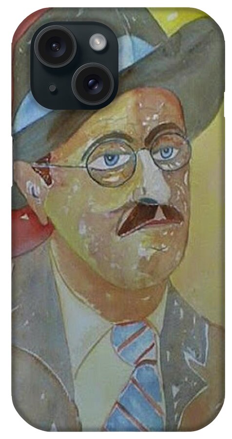 Portrait iPhone Case featuring the painting Portrait of James Joyce by Roger Cummiskey