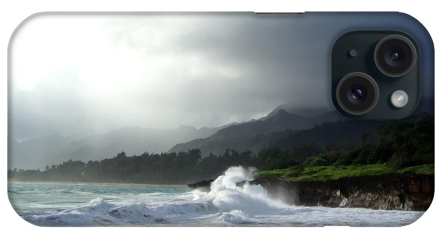 Pounders Beach iPhone Case featuring the painting Pounders Beach North Shore Hawaii by Carl Gouveia