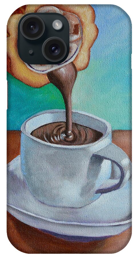 Still Life iPhone Case featuring the painting Pour Me A Cup Of Chocolate Please. by Laura Forde