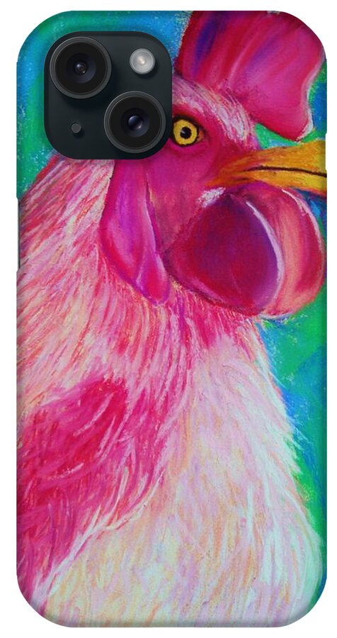 Rooster iPhone Case featuring the painting Powerful in Pink by Melinda Etzold