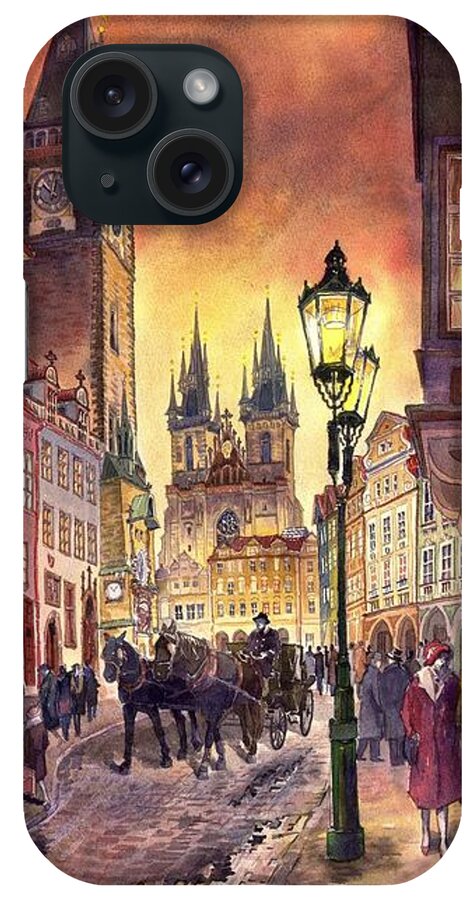 Cityscape iPhone Case featuring the painting Prague Old Town Squere by Yuriy Shevchuk