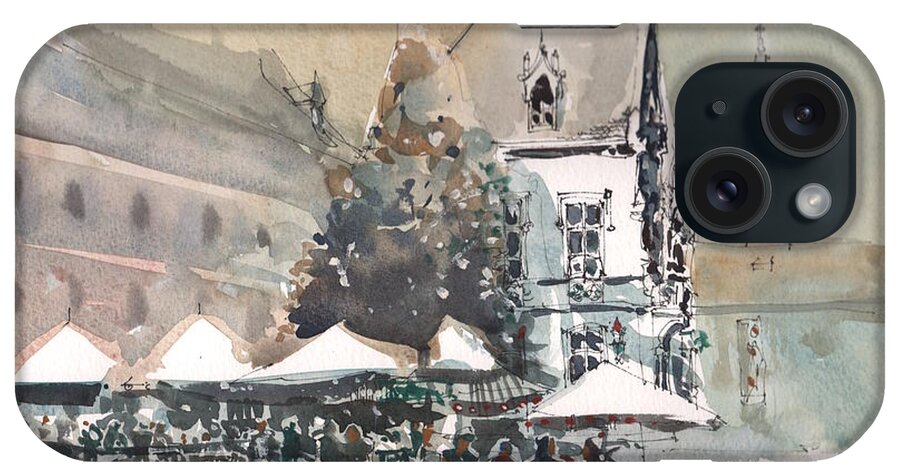 Landscape iPhone Case featuring the painting Prague Piazza 2 by Gaston McKenzie