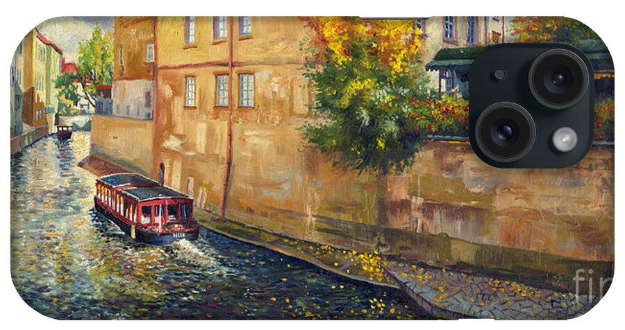 Oil.prague iPhone Case featuring the painting Prague Venice Chertovka 2 by Yuriy Shevchuk