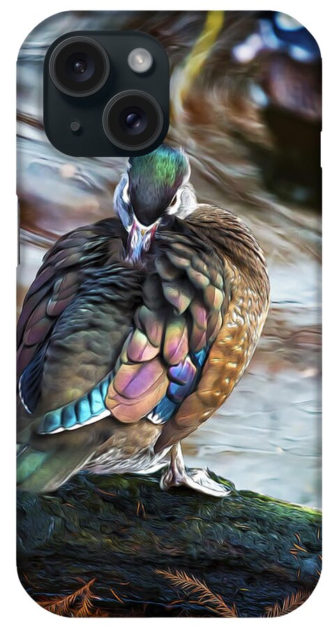 Wildlife iPhone Case featuring the photograph Preening Wood Duck Hen by Bill and Linda Tiepelman
