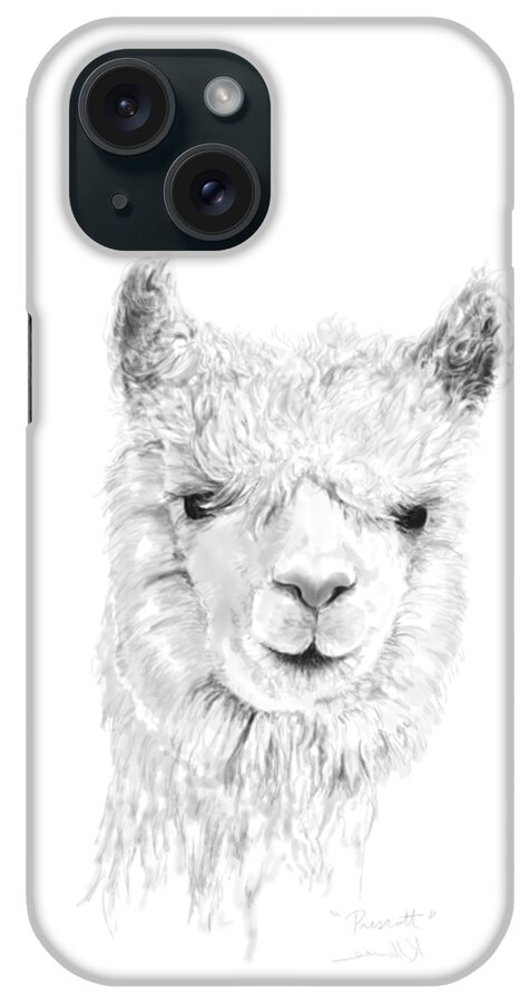 Llama Art iPhone Case featuring the drawing Prescott by Kristin Llamas