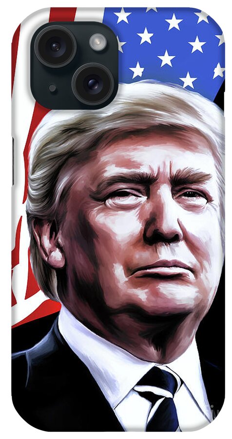Donald iPhone Case featuring the painting President by Andrzej Szczerski