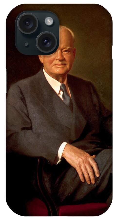 Hoover iPhone Case featuring the painting President Herbert Hoover Painting by War Is Hell Store
