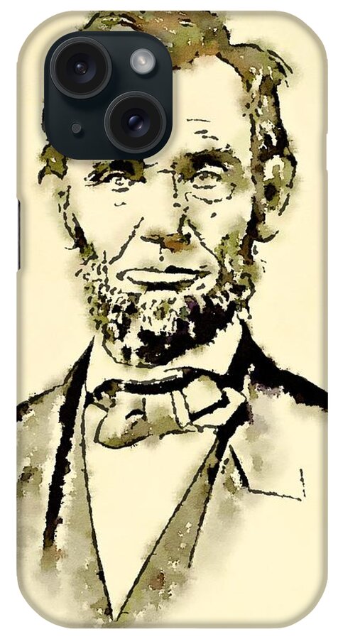 President iPhone Case featuring the painting President of the United States of America Abraham Lincoln by Esoterica Art Agency