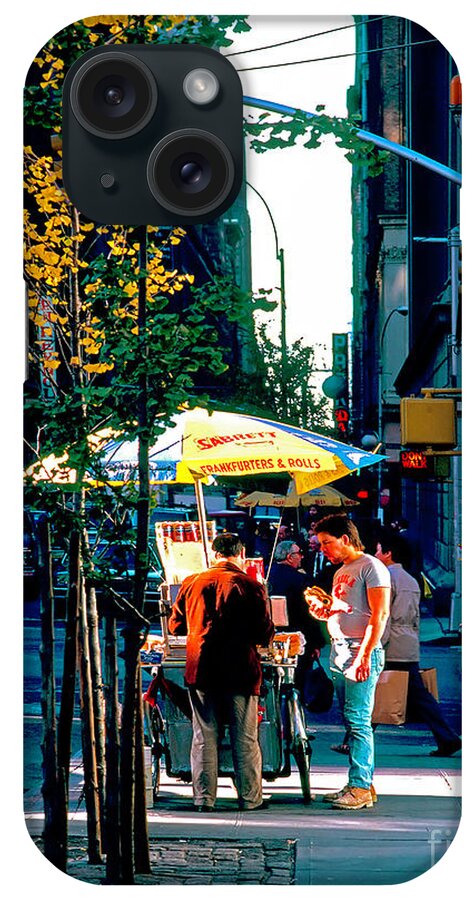 Hot Dog Stand iPhone Case featuring the photograph Hot Dog Stand NYC late afternoon ik by Tom Jelen
